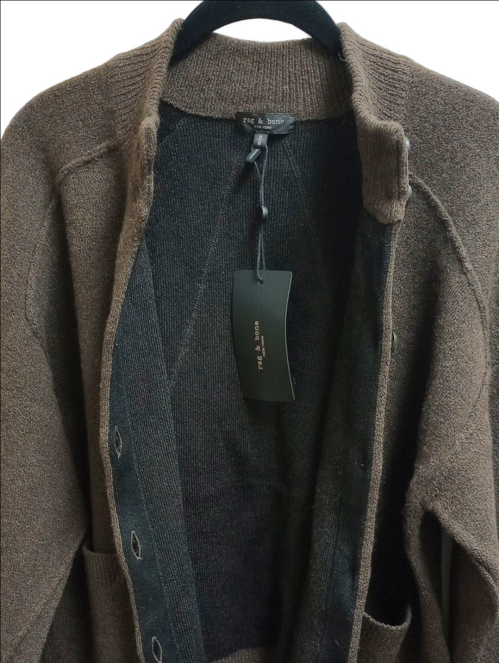 🆕🤎RAG & BONE "BRIDGET" RICH BROWN ITALIAN WOOL BLEND MOCKNECK CARDIGAN - Picture 8 of 16